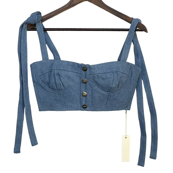 Capulet Tops - Capulet Revolve Haley Crop Top Women Size XS Denim Adjustable Shoulder Strap NWT